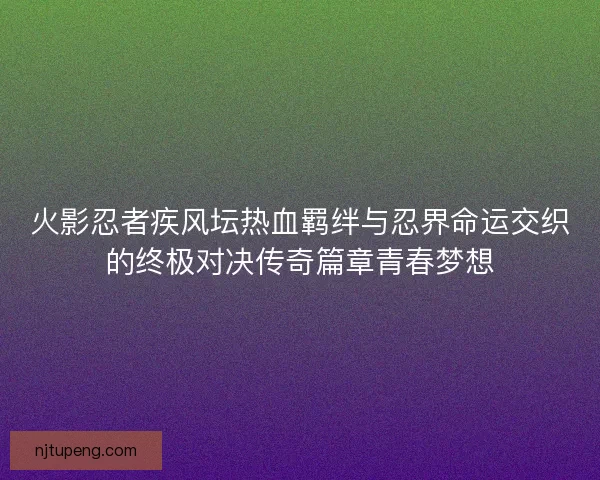 火影忍者疾风坛热血羁绊与忍界命运交织的终极对决传奇篇章青春梦想
