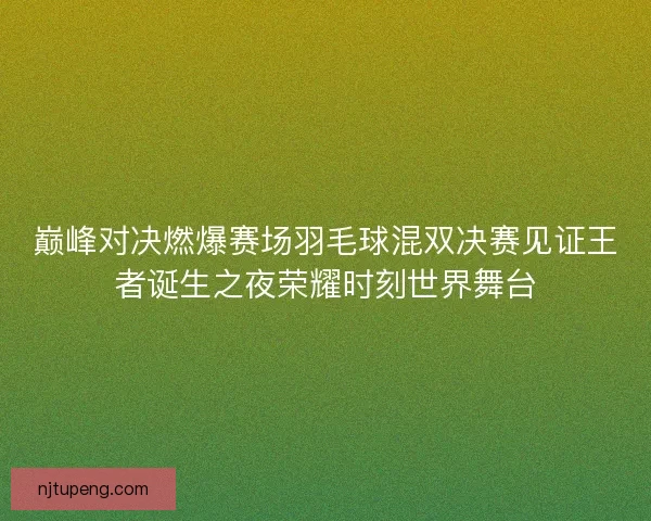 巅峰对决燃爆赛场羽毛球混双决赛见证王者诞生之夜荣耀时刻世界舞台