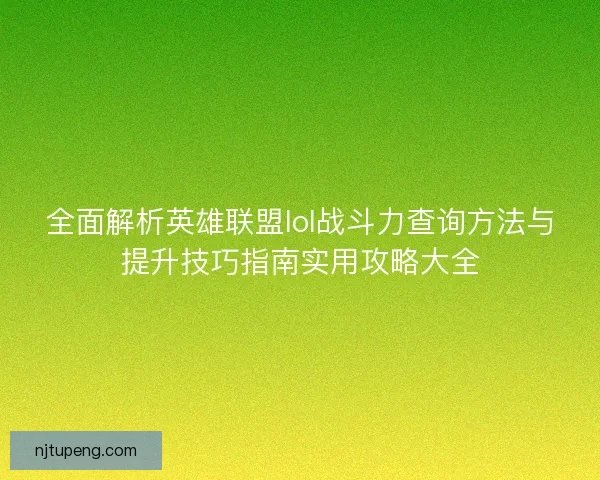 全面解析英雄联盟lol战斗力查询方法与提升技巧指南实用攻略大全